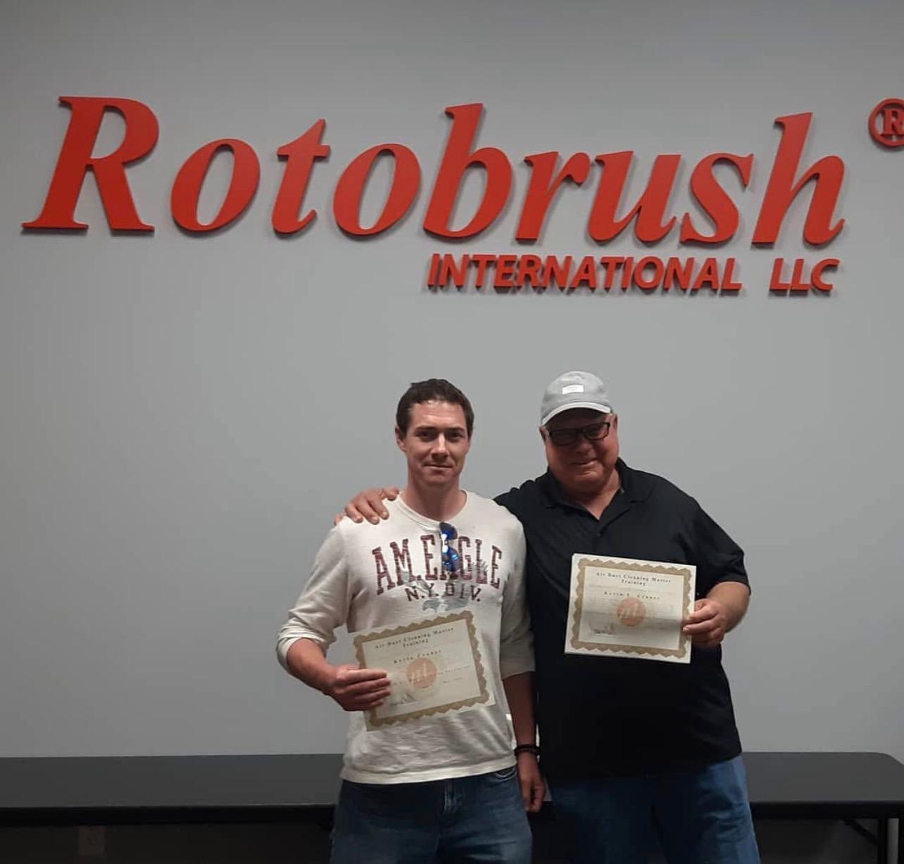 Allergy Avengers team at Rotobrush International LLC receiving Air Duct Cleaning certification